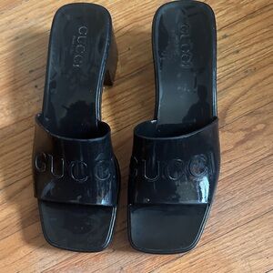 Gucci Black Patent Leather Mules